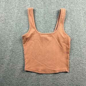 Destined Ribbed Scoop Neck Women's S Small Cropped Tank Top in Terracotta